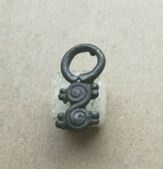 Ancient Viking Bronze Pendant " Infinity " Amulet Great Save Very Rare