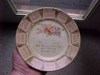 1909 Calendar Plate W.  A.  Puckett Dry Goods,  Groceries.  Notions Carmel,  Indiana