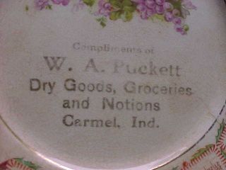 1909 Calendar Plate W.  A.  Puckett Dry Goods,  Groceries.  Notions Carmel,  Indiana 2