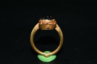 Ancient Roman Gold finger ring with Garnet stone Intaglio weighing 5.  1 G 3
