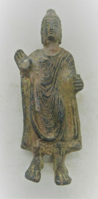 Museum Quality Ancient Gandhara Bronze Standing Buddha Figurine 200bc - 200ad