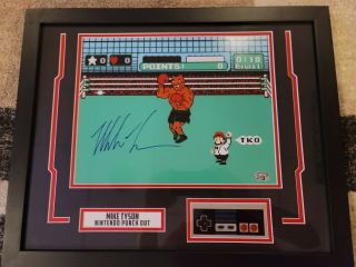 Mike Tyson Autographed 11x14 Punch Out Boxing Photo Signed Fiterman Holo