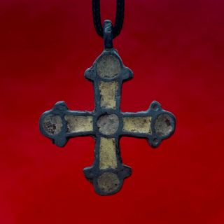 Viking Rare Ancient Bronze Cross Enamels Two - Sided Kievan Rus 10 - 11 Century