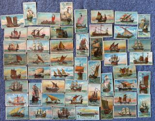 C1900 American Tobacco Co Cigarette Cards: Old & Ancient Ships (set Of 50)