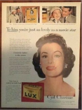 Lux Soap Ad 1956 1950s Illustration Art Cyd Charisse Movie Star Retro Beauty
