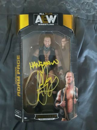 Hangman Adam Page Autographed Aew Unrivaled Series Wrestling Figure