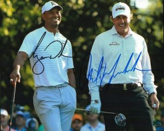 Tiger Woods,  Phil Mickelson - Pga Autographed 8x10 Photo Loa Ttm
