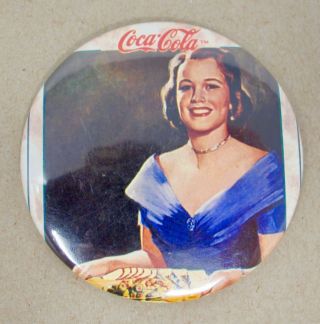 Vintage Coca - Cola Coke Lady Large Pinback Button