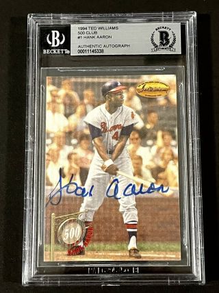 Hank Aaron Signed 1994 Ted Williams 500 Hr Card Auto Autographed Beckett Bas