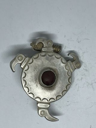 Ancient Roman Silver Fibula Brooch With Gem Stone And Bird Heads Edge 200 - 400 Ad