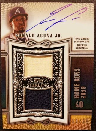 Ronald Acuna Jr.  2020 Topps Sterling Dual Game Jersey On Card Auto Autograph /25