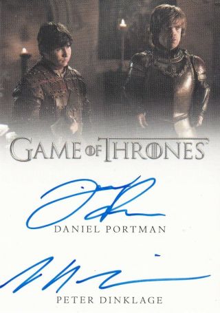 Game Of Thrones Valyrian Steel Daniel Portman / Peter Dinklage Dual Autograph