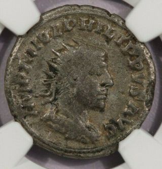 244 - 249 Ad Roman Empire Ar Double Denarius Philip I Ngc F B - 12