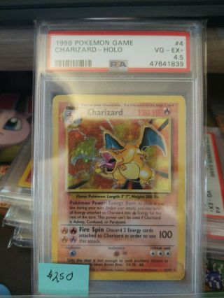 1999 Pokemon Base Set Charizard Unlimited Holo 4/102 Psa 4.  5