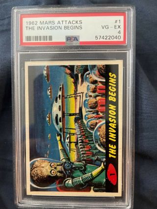 1962 Topps Mars Attacks Number 1 Psa Certified 4 - The Invasion Begins