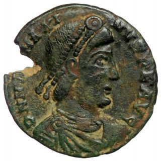 Roman Bronze Coin Follis Majorina Magnus Maximus Reparatio Reipub Ric 26a Ae21