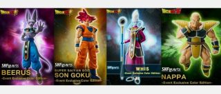 Dragon Ball S.  H Figuarts Whis,  Beerus,  Goku And Nappa.