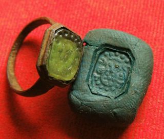 Ancient Bronze Ring Seal Middle Ages