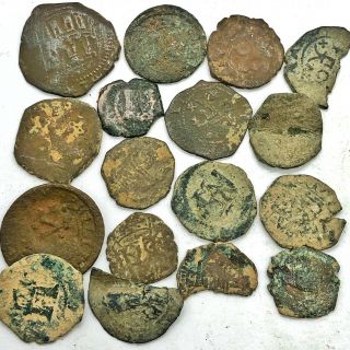 17 Authentic Ancient And/or Medieval Coin Artifacts - Copper - From South Europe