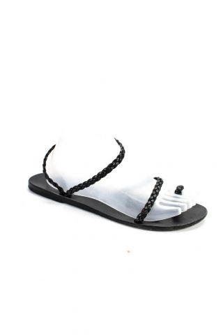 Ancient Greek Sandals Womens Braided Leather Strappy Sandals Black Size 41