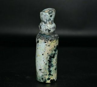 Wonderful Ancient Roman Glass Medicine Cosmetics Vial With Iridescent Patina