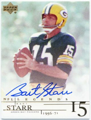 2001 - Bart Starr - Ud Legends Pack Certified Football Autograph/auto Card - Uda