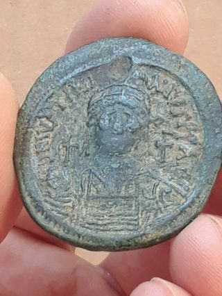 Byzantine Empire,  Justinian I A.  D 527 - 565 Ae 40mm 21.  67g Large Coin