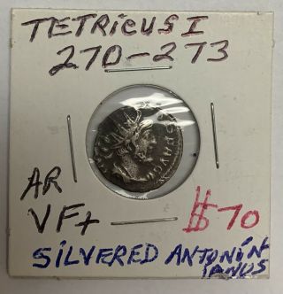 Tetricus I 270 - 273 Ad Ar Silvered Antoninianus Pax Wreath Roman Ancient Coin