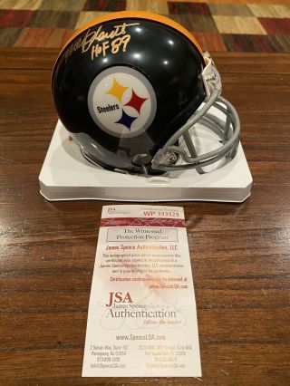 Mel Blount Autographed Pittsburgh Steelers Throwback Mini Helmet Hof 89 Jsa