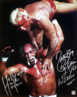 Hollywood Hulk Hogan & " Nature Boy " Ric Flair Autographed 16x20 Photo Asi Proof