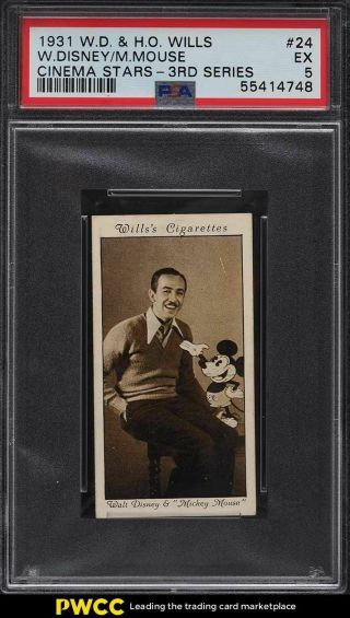 1931 Wills Cinema Stars 3rd Series Walt Disney Mickey Mouse 24 Psa 5 Ex