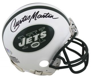Jets Curtis Martin Authentic Signed White Throwback Rep Mini Helmet Psa/dna Itp
