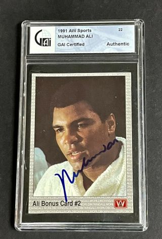 Muhammad Ali Signed 1991 Aw Sports Card 22 Autographed Auto Slabbed