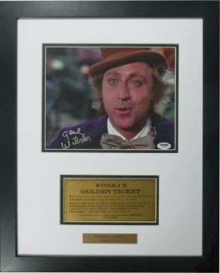 Willy Wonka Signed Gene Wilder Psa Certified Golden Ticket Frame Suspense