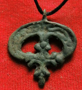 Ancient Bronze Pendant Moon Cross Kievan Rus 10 - 12 Century