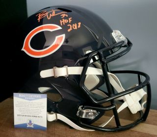 Brian Urlacher Chicago Bears Signed Full Size Helmet Hof Inscription Beckett