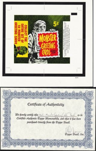 1965 Topps Monster Greeting Wrapper Proof With