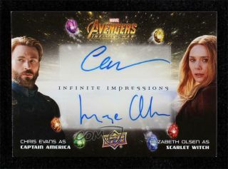 2018 Upper Deck Avengers Infinity War Chris Evans Elizabeth Olsen Iid - Ce Auto