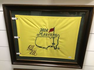 Bubba Watson Signed Autograph 2014 Augusta Masters Golf Pin Flag Jsa Framed
