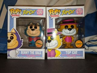 Funko Pop Top Cat And Bennie The Ball Both Chase Editions Hanna - Barbera Rare