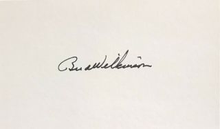 Bud Wilkinson Signed 3x5 Index Card.  Oklahoma Sooners Legend (d.  1994)
