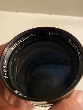 Vintage Nikon Nippon Kogaku Nikkor - S.  C 1:1.  5 F = 8.  5 Cm Lens