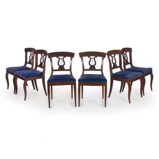 Biedermeier Style Set Of Six Antique Dining Chairs,  19th Century
