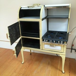 Vintage Glenwood Gas Stove " Our Way ",  Restored And Modernized,  Yellow And White