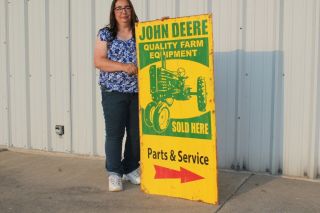 Large Vintage John Deere Farm Tractor Sales & Service Gas Oil 48 " Metal Sign
