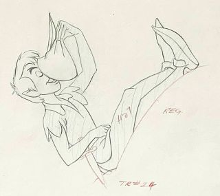 1953 Rare Walt Disney Peter Pan Production Animation Drawing Cel