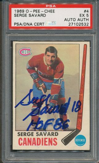 1969/70 O - Pee - Chee 4 Serge Savard Psa/dna Certified Authentic Signed 2532