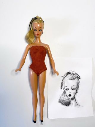 Nm Near German Vintage Bild Lilli Hausser Barbie 7.  5 " Red Swimsuit
