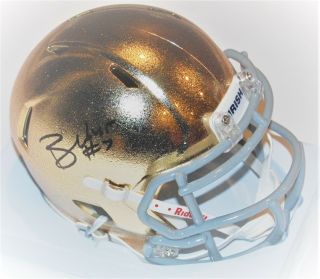 Brandon Wimbush Signed (notre Dame) Fighting Irish Gold Flake Mini Helmet W/coa