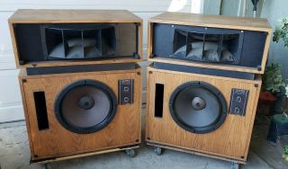 Vintage Altec Lansing Model Nineteen 19 Speakers Pair Oak Read